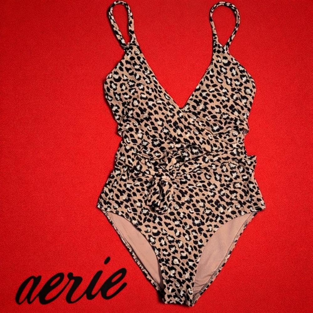 Aerie Ribbed One-Piece Swimsuit in Warm Pink